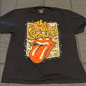 The Rolling Stones Black Tee with Red and Yellow Graphic